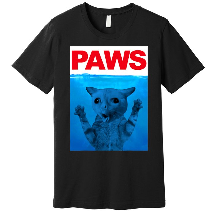 Paws Cat Meme Humor Funny Kitty Lover Funny Cats Dads Mom Premium T-Shirt