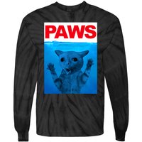 Paws Cat Meme Humor Funny Kitty Lover Funny Cats Dads Mom Tie-Dye Long Sleeve Shirt