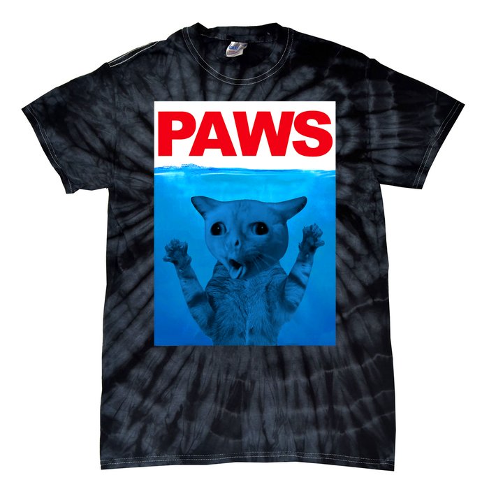 Paws Cat Meme Humor Funny Kitty Lover Funny Cats Dads Mom Tie-Dye T-Shirt