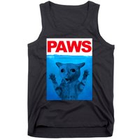 Paws Cat Meme Humor Funny Kitty Lover Funny Cats Dads Mom Tank Top