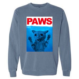 Paws Cat Meme Humor Funny Kitty Lover Funny Cats Dads Mom Garment-Dyed Sweatshirt