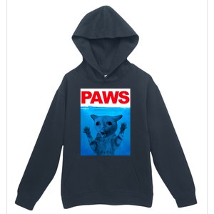 Paws Cat Meme Humor Funny Kitty Lover Funny Cats Dads Mom Urban Pullover Hoodie