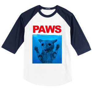 Paws Cat Meme Humor Funny Kitty Lover Funny Cats Dads Mom Baseball Sleeve Shirt