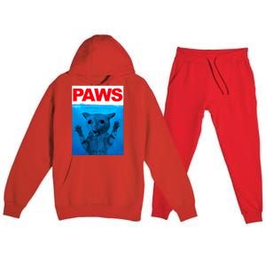 Paws Cat Meme Humor Funny Kitty Lover Funny Cats Dads Mom Premium Hooded Sweatsuit Set