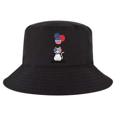 Patriotic Cat Meowica 4th of July Funny Kitten Lover Cool Comfort Performance Bucket Hat