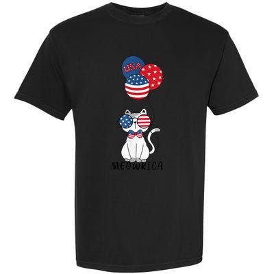 Patriotic Cat Meowica 4th of July Funny Kitten Lover Garment-Dyed Heavyweight T-Shirt