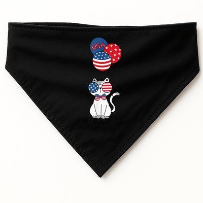 Patriotic Cat Meowica 4th of July Funny Kitten Lover USA-Made Doggie Bandana