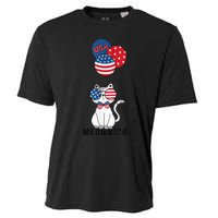 Patriotic Cat Meowica 4th of July Funny Kitten Lover Cooling Performance Crew T-Shirt