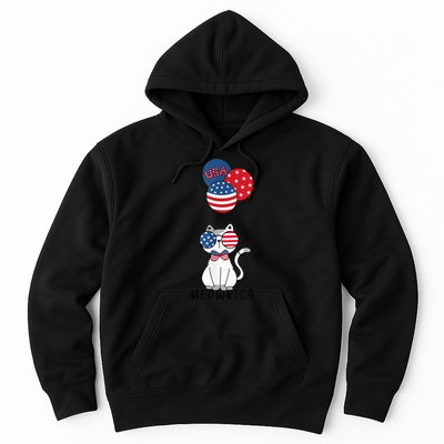 Patriotic Cat Meowica 4th of July Funny Kitten Lover Hoodie