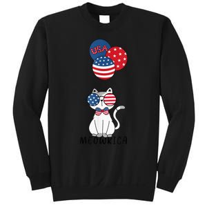 Patriotic Cat Meowica 4th of July Funny Kitten Lover Sweatshirt