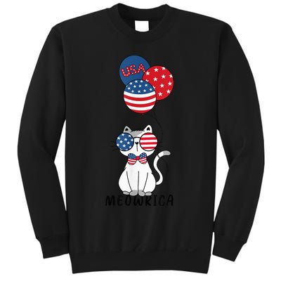 Patriotic Cat Meowica 4th of July Funny Kitten Lover Sweatshirt