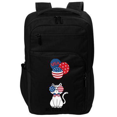 Patriotic Cat Meowica 4th of July Funny Kitten Lover Impact Tech Backpack