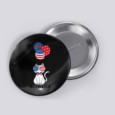 Patriotic Cat Meowica 4th of July Funny Kitten Lover Button