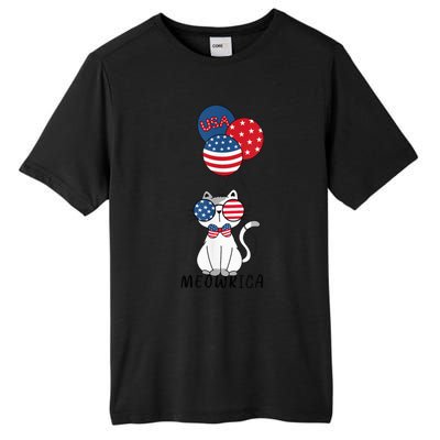 Patriotic Cat Meowica 4th of July Funny Kitten Lover Tall Fusion ChromaSoft Performance T-Shirt