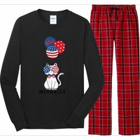 Patriotic Cat Meowica 4th of July Funny Kitten Lover Long Sleeve Pajama Set