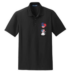 Patriotic Cat Meowica 4th of July Funny Kitten Lover Dry Zone Grid Polo