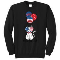 Patriotic Cat Meowica 4th of July Funny Kitten Lover Tall Sweatshirt