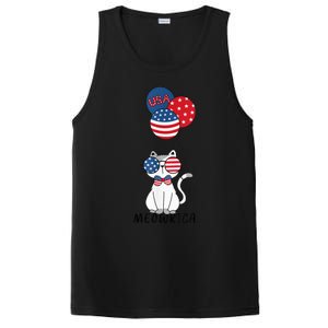 Patriotic Cat Meowica 4th of July Funny Kitten Lover PosiCharge Competitor Tank