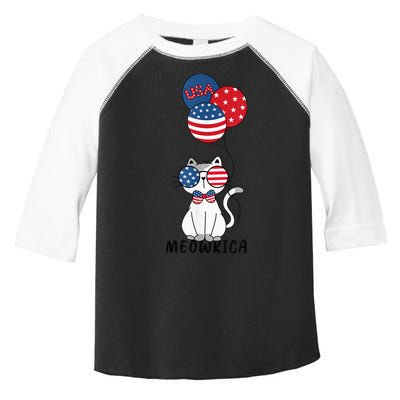 Patriotic Cat Meowica 4th of July Funny Kitten Lover Toddler Fine Jersey T-Shirt