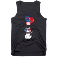 Patriotic Cat Meowica 4th of July Funny Kitten Lover Tank Top