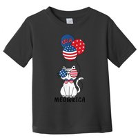 Patriotic Cat Meowica 4th of July Funny Kitten Lover Toddler T-Shirt