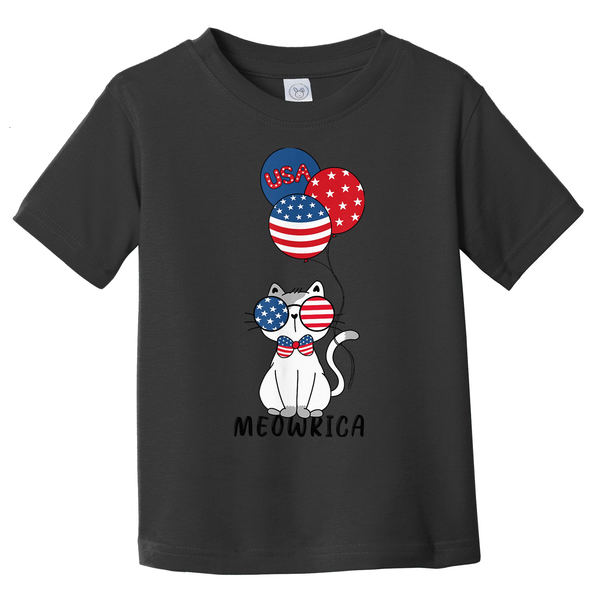 Patriotic Cat Meowica 4th of July Funny Kitten Lover Toddler T-Shirt
