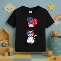 Patriotic Cat Meowica 4th of July Funny Kitten Lover Toddler T-Shirt