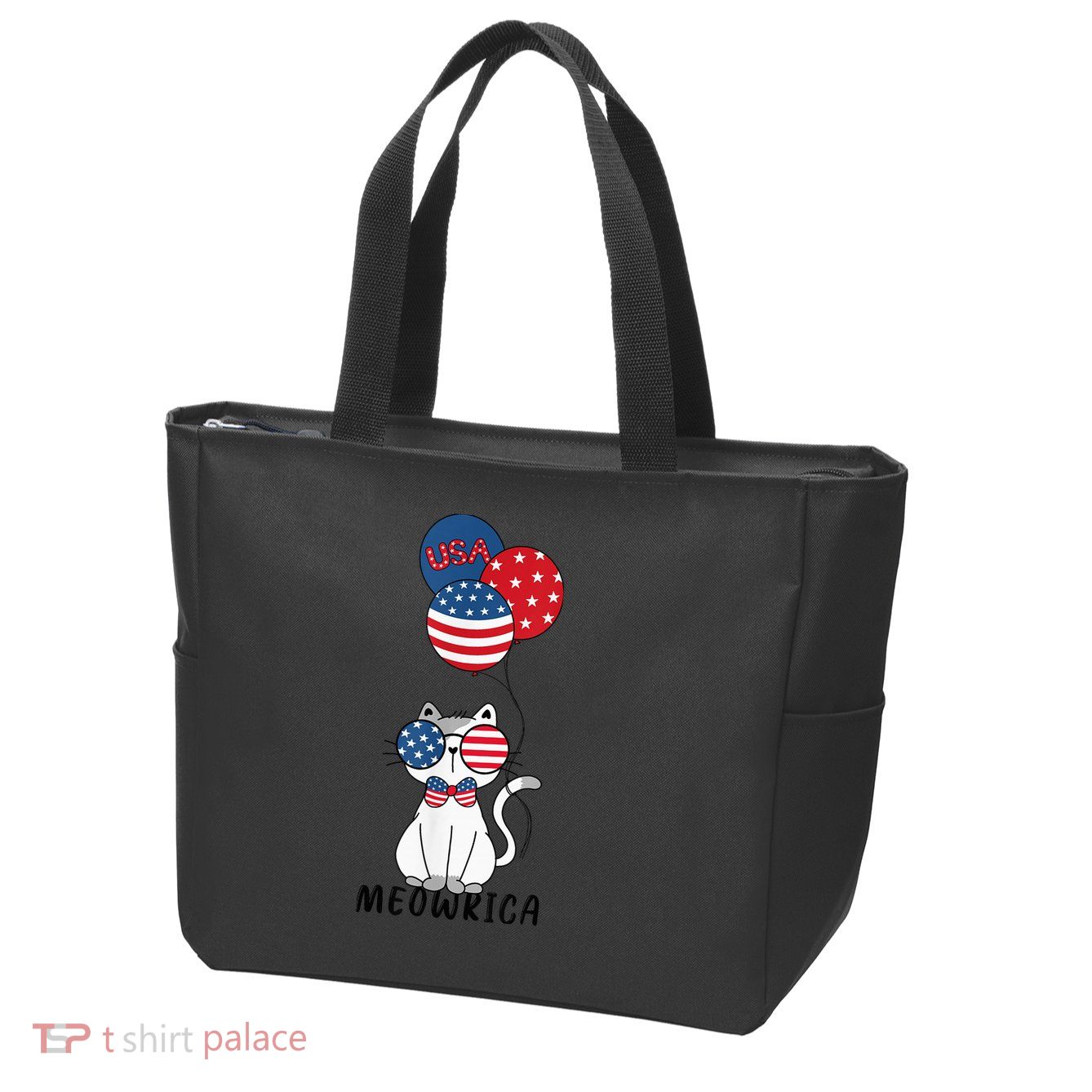 Patriotic Cat Meowica 4th of July Funny Kitten Lover Zip Tote Bag