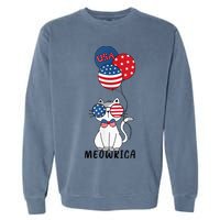Patriotic Cat Meowica 4th of July Funny Kitten Lover Garment-Dyed Sweatshirt