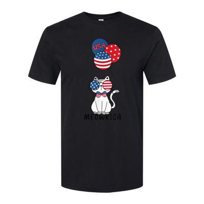 Patriotic Cat Meowica 4th of July Funny Kitten Lover Softstyle® CVC T-Shirt