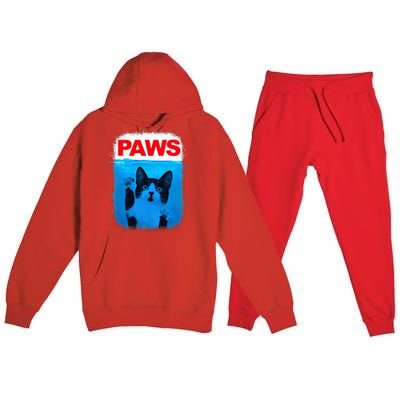 Paws Cat Meme Humor Premium Hooded Sweatsuit Set