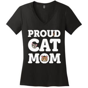 Proud Cat Mom Mother of Kittens Kitty Super pi day Women's V-Neck T-Shirt