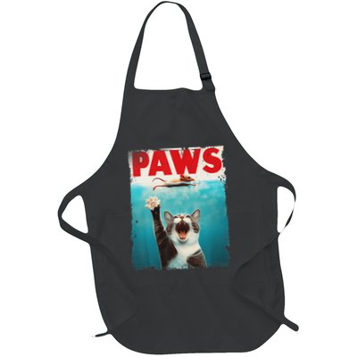 Paws Cat Mouse Parody Cat Shark Chasing Mouse Kitten Full-Length Apron With Pockets