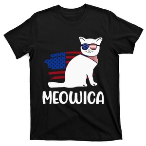 Patriotic Cat Meowica 4th of July Funny Kitten Lover T-Shirt