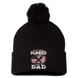 Plumer Calls Me Dad Father's Day Pom Pom 12in Knit Beanie