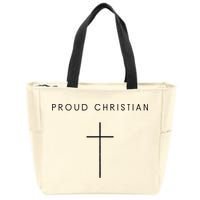 Proud Christian Minimalist Cross Christian Religious Jesus  Zip Tote Bag