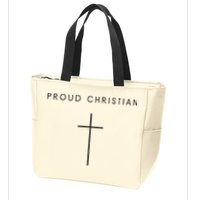 Proud Christian Minimalist Cross Christian Religious Jesus  Zip Tote Bag