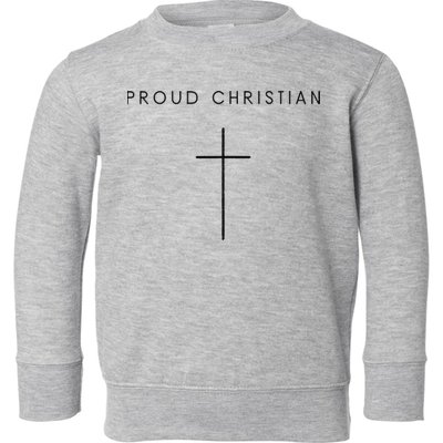 Proud Christian Minimalist Cross Christian Religious Jesus  Toddler Sweatshirt