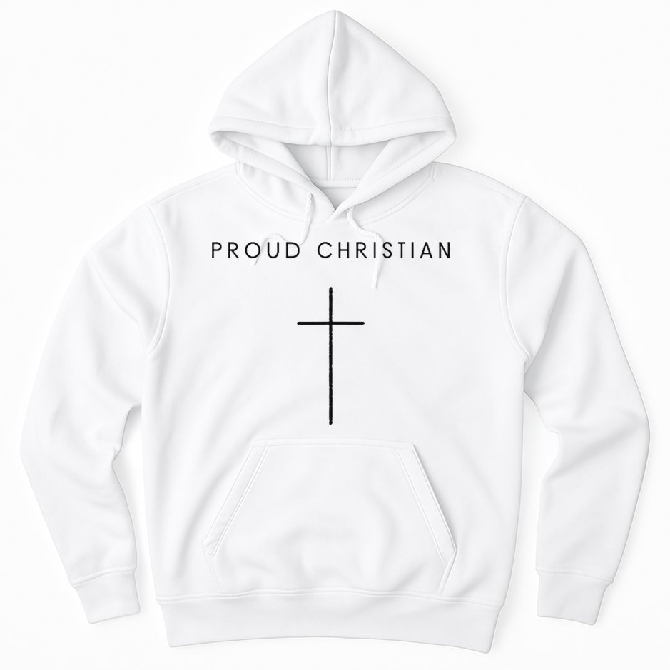 Proud Christian Minimalist Cross Christian Religious Jesus  Hoodie