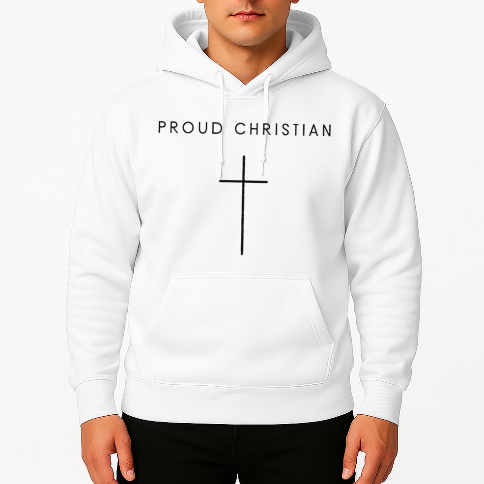 Proud Christian Minimalist Cross Christian Religious Jesus  Hoodie