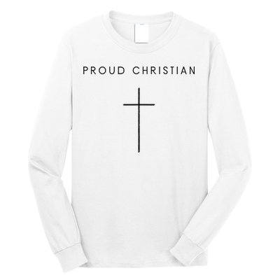 Proud Christian Minimalist Cross Christian Religious Jesus  Long Sleeve Shirt