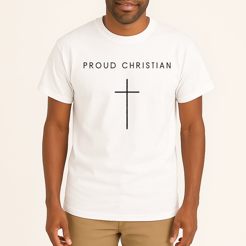 Proud Christian Minimalist Cross Christian Religious Jesus  Tall T-Shirt
