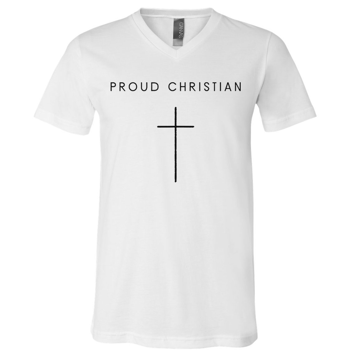 Proud Christian Minimalist Cross Christian Religious Jesus  V-Neck T-Shirt