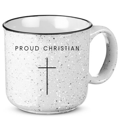 Proud Christian Minimalist Cross Christian Religious Jesus  15oz Campfire Ceramic Mug