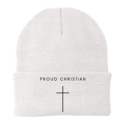 Proud Christian Minimalist Cross Christian Religious Jesus  Beanie