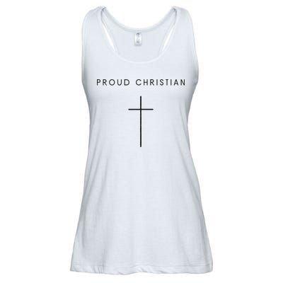 Proud Christian Minimalist Cross Christian Religious Jesus  Ladies Essential Flowy Tank
