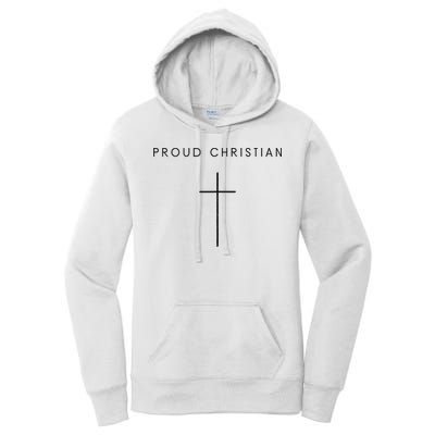 Proud Christian Minimalist Cross Christian Religious Jesus  Women's Pullover Hoodie