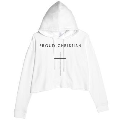 Proud Christian Minimalist Cross Christian Religious Jesus  Crop Fleece Hoodie