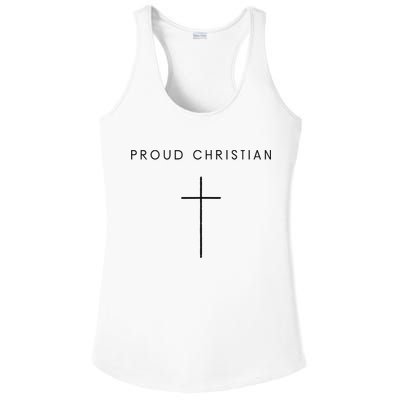 Proud Christian Minimalist Cross Christian Religious Jesus  Ladies PosiCharge Competitor Racerback Tank