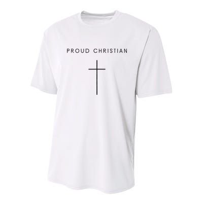 Proud Christian Minimalist Cross Christian Religious Jesus  Youth Performance Sprint T-Shirt